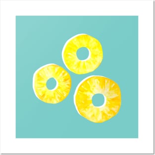 3 Watercolor Pineapple Slices Posters and Art